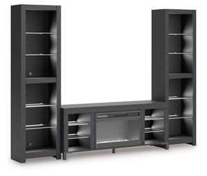 Cayberry - 3-Piece Entertainment Center With Electric Fireplace - Black