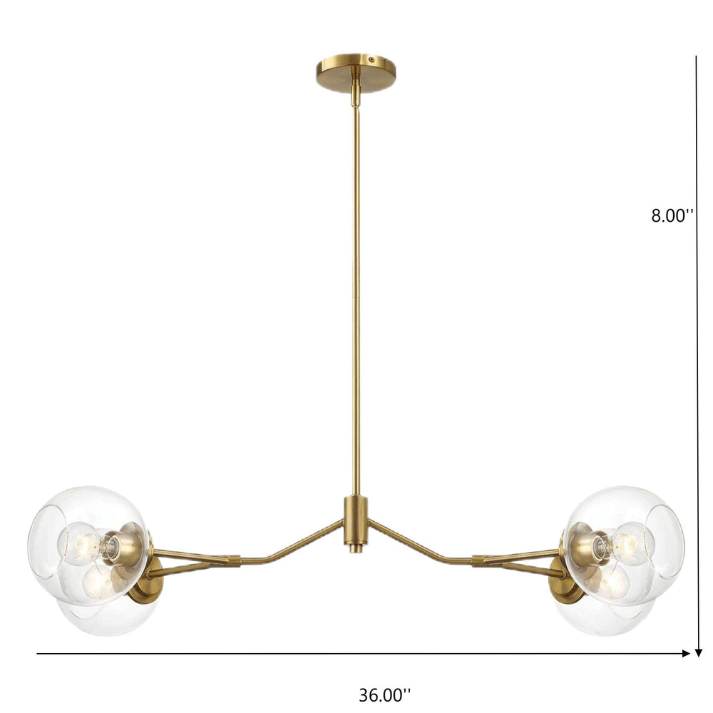 Jewel - 4 Lights Chandelier Ceiling Hanging Light Fixture - Clear / Gold