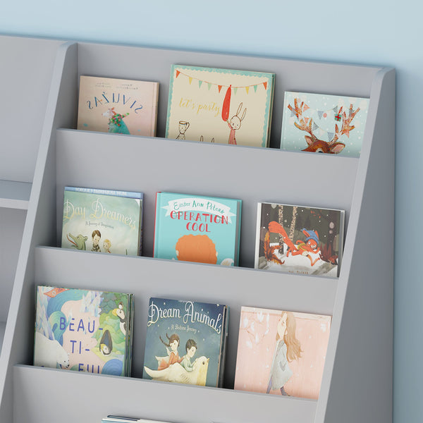 Bookshelf And Toy Storage Organizer, 4 Tier Bookcase With Display Stand For Playroom