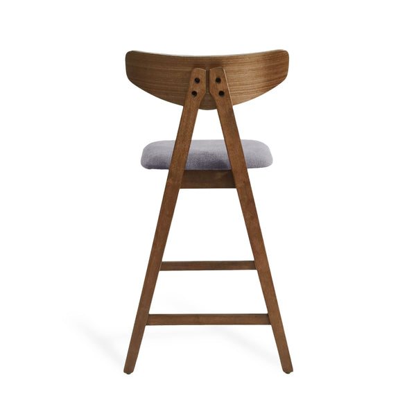 Mid Century Modern Counter Stool With V Shape Frame And Upholstered Seating