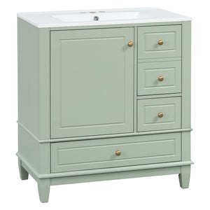 Freestanding Bathroom Vanity With Sink, Soft Close Door, 3 Drawers