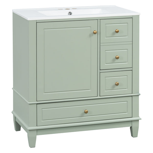 Freestanding Bathroom Vanity With Sink, Soft Close Door, 3 Drawers