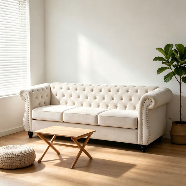 Chesterfield 3 Seater Sofa With Rolled Arms