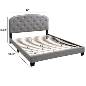 Button Tufted Bed With Nailhead Trim