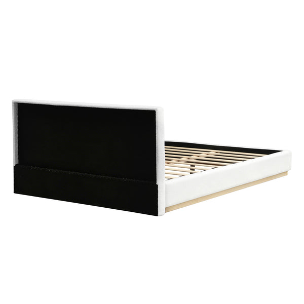Queen Upholstered Bed - Natural / White