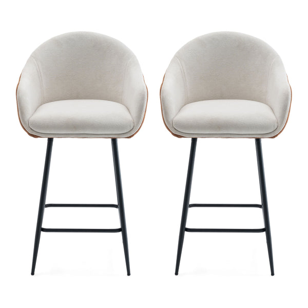 Modern Style Counter Height Bar Stools, With Comfortable Upholstery, Durable Metal Legs Ensure Stability - Brown