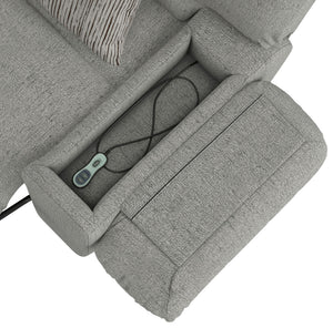 Quinn - 3 Piece Reclining Sectional With 4 Reclining Seats, Storage Arms, Storage Console With Lights, And Drop Down Table - Nature