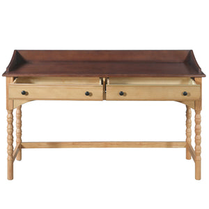 Writing Desk With 2 Storage Drawers, Workstation For Living Room - Brown / Natural