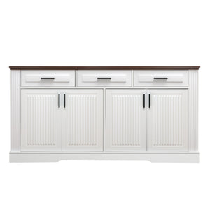 Fluted Sideboard Buffet Cabinet With 4 Doors And 3 Drawers