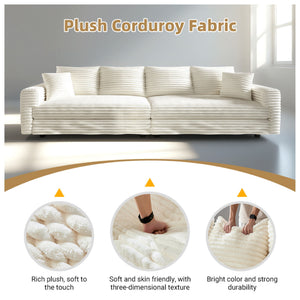 Deep Seat Convertible Sofa With Soft Pillows And Ottomans