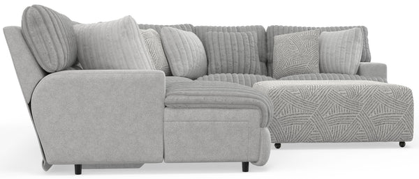 Abraxas - 6 Piece Power Reclining Sectional With Lay-Back Chaise, 2 Reclining Seats, And Included Cocktail Ottoman (LSF Chaise) - Moonstruck