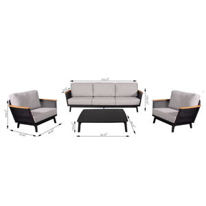 Sofa Set With Armrests - Black