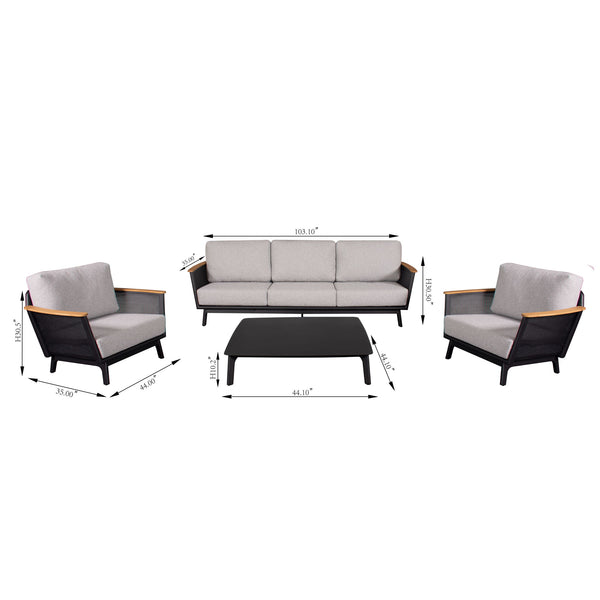 Sofa Set With Armrests - Black