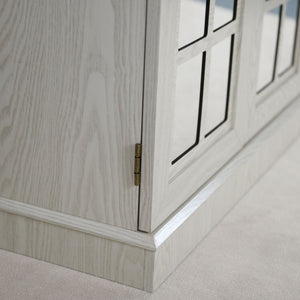 Sideboard Cabinet With Mirrored Doors, Adjustable Shelf, Metal Handles