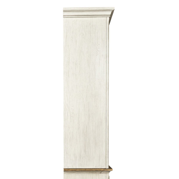 Farmhouse Reimagined - Entertainment Hutch - Antique White / Chestnut Tops
