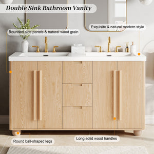Bathroom Vanity Cabinet Only, 3 Drawers 4 Doors, Soft Close, Adjustable Shelf - Wood