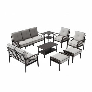 Patio Furniture Set, Coffee Table And Cushions For Backyard