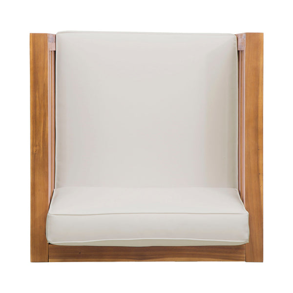 Outdoor Acacia Wood Patio Chair With Fabric Cushion