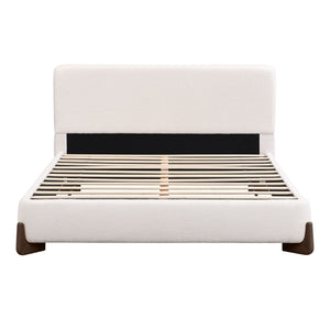Queen Size Elegant Terry Upholstered Bed - White