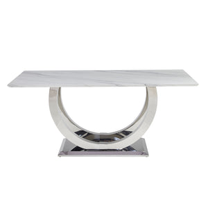 Rectangular Dining Table - Silver / White