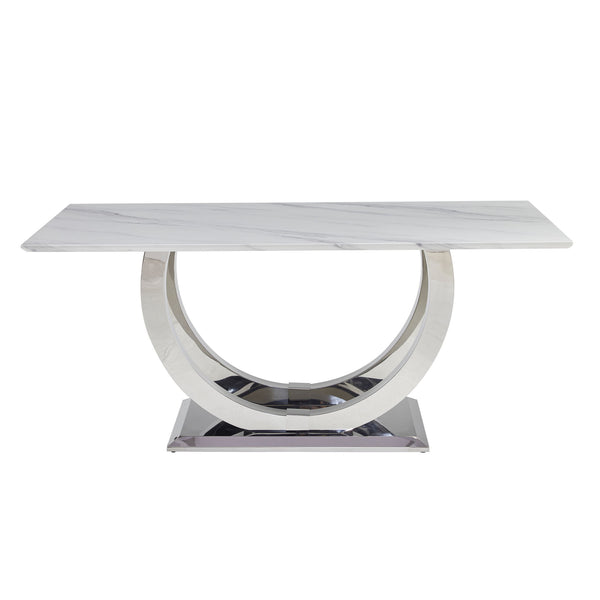 Rectangular Dining Table - Silver / White