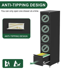 Drawer Metal Locking Vertical File Cabinet With Wheels Heavy Duty Lockable Storage