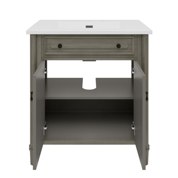 Vintage Bathroom Vanity With Sink, Rustic Cabinet With Soft Close Doors