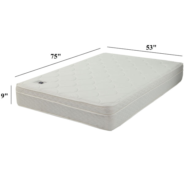 9" Size Bed Mattress With Bonnell Coil Inner Spring And 2.5" Euro Top Foam + Spring Material - White - Full