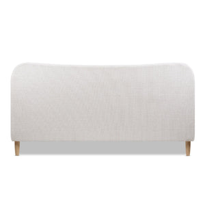 Roman - King Curved Headboard Upholstered Platform Bed - Light Beige