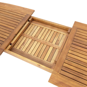 Modern Outdoor 7 Piece Expandable Dining Set With Stackable Chairs