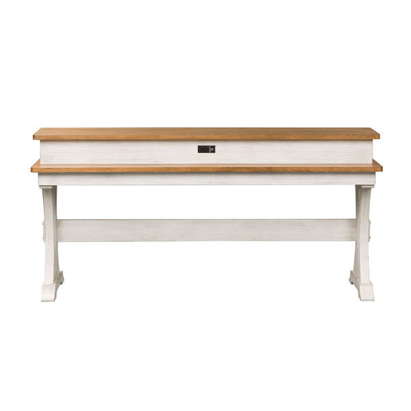 Farmhouse Reimagined - Console Bar Table - Antique White / Chestnut Tops