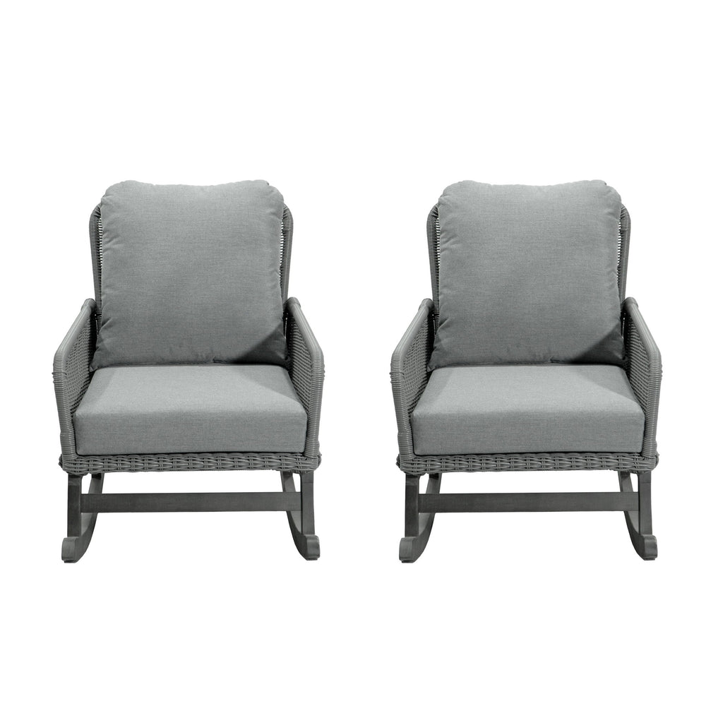 Contemporary Minimalist Wicker Rocking Chair With Soft Cushions And Durable Wooden Frame