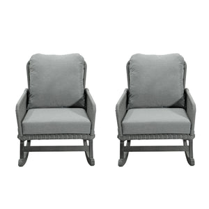 Contemporary Minimalist Wicker Rocking Chair With Soft Cushions And Durable Wooden Frame