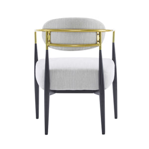 Upholstered Accent Armchair With Tapered Legs - Beige / Black / Gold