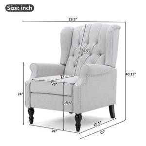 Armchair Recliner With Pushback Mechanism And Wingback Design