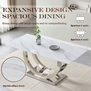 Rectangular Dining Table - Silver / White