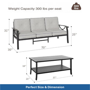 Patio Furniture Set, Coffee Table And Cushions For Backyard