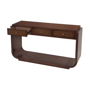 Console Table With 3 Drawers, Display Shelf, Curved Legs - Walnut
