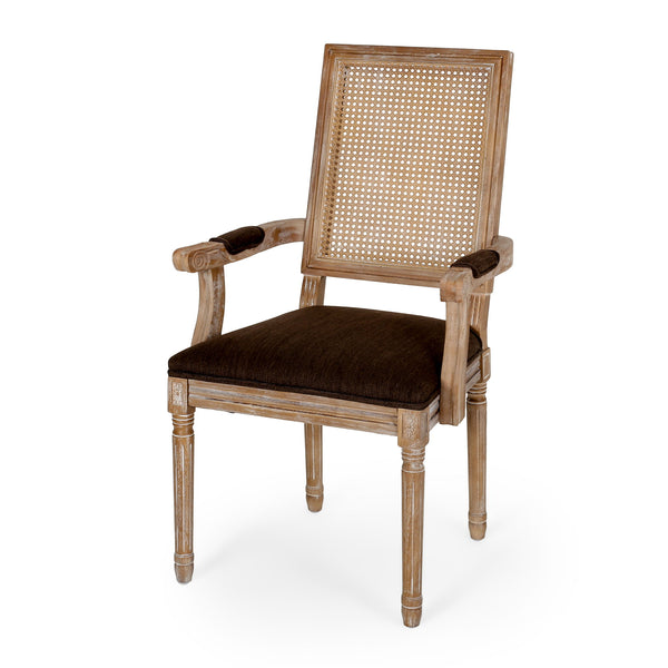 Upholstered Dining Chair With Cane Backrest