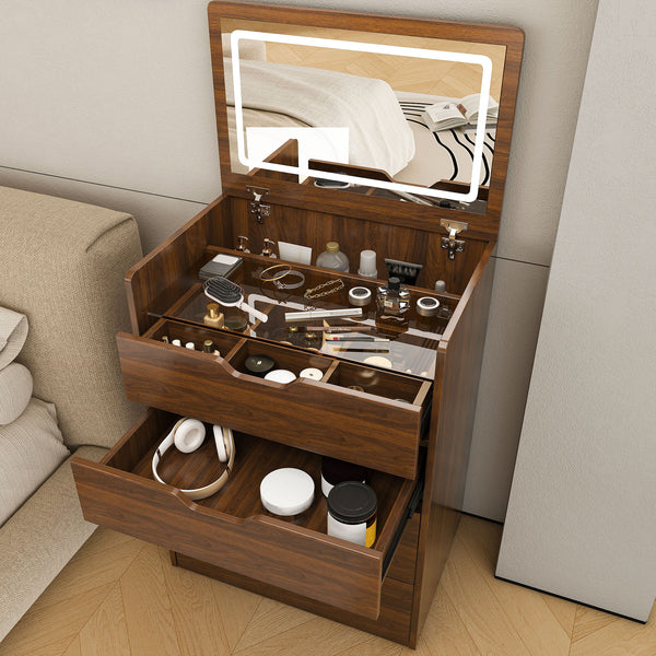 Vanity Desk With Lighted Mirror & Stool