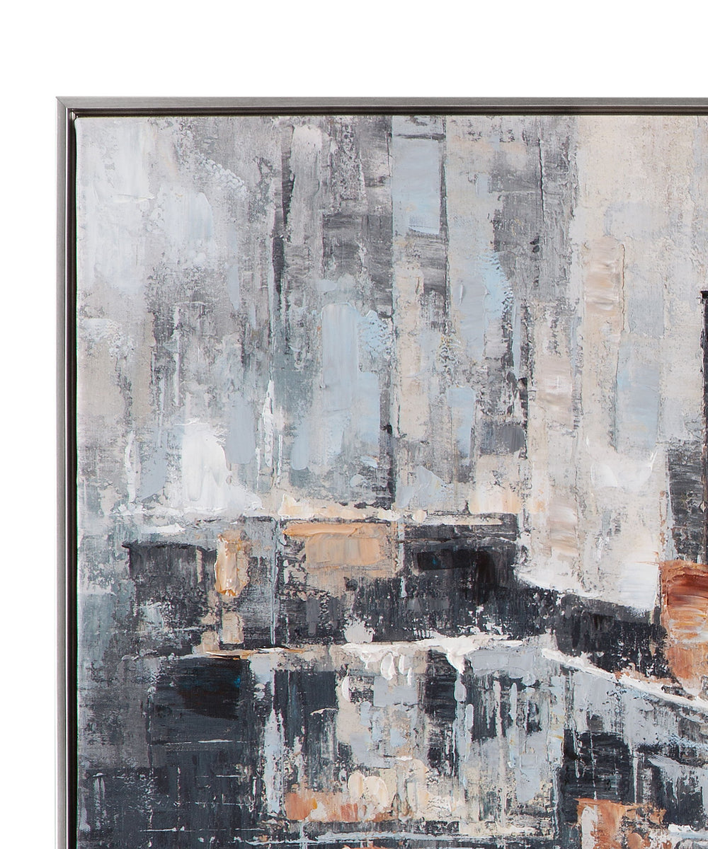 City Scape Framed Canvas - Dark Gray / Gray