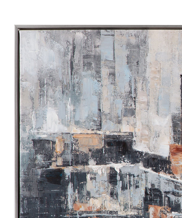City Scape Framed Canvas - Dark Gray / Gray