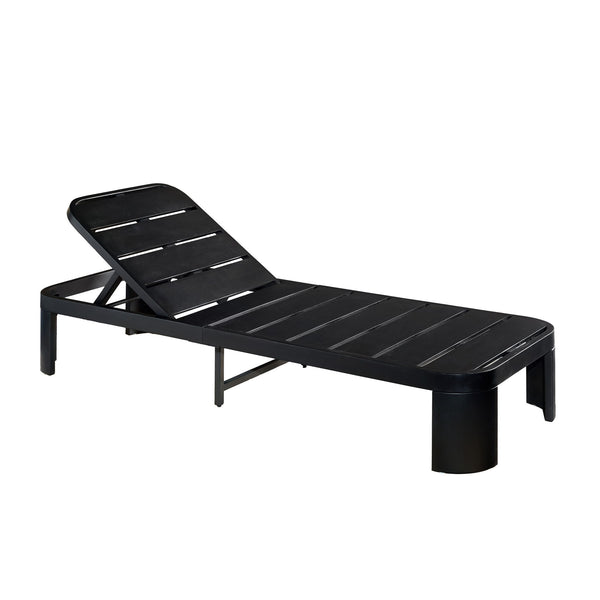 Outdoor Chaise Lounge With Cushion, 5 Position Adjustable Backrest