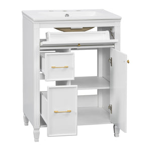 Freestanding Bathroom Vanity With Sink, Soft Close Door, Tip Out Drawer
