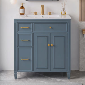 Freestanding Bathroom Vanity With Sink, Soft Close Door, Tip Out Drawer