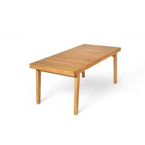 Outdoor Dining Table With Slatted Top, Ideal For Patio