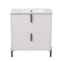 Bathroom Vanity With Ceramic Sink, Fluted Design