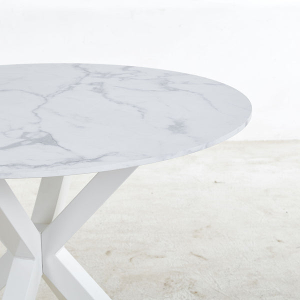Cross Leg Dining Table With Round Top, For 4 - 6 People - White