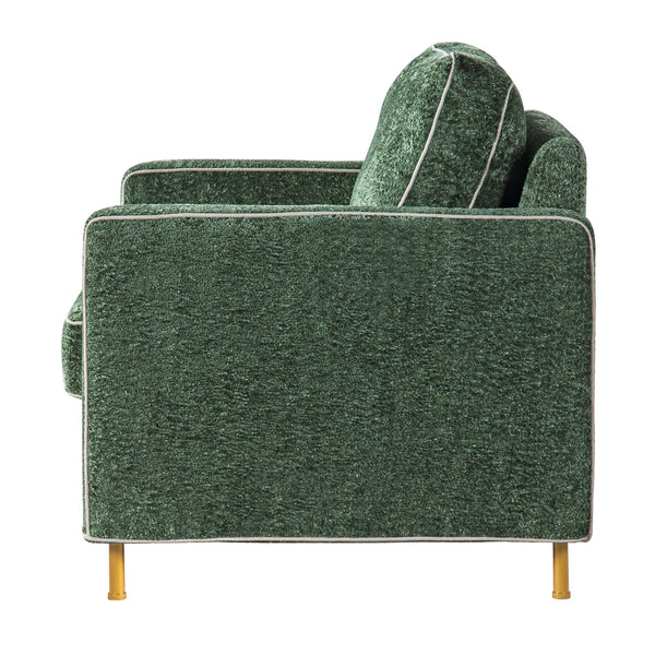 Accent Chair Upholstered Single Sofa With Square Arms, Sewn Pillow Back For Living Room
