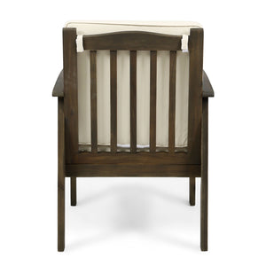 Casa Acacia Wood Club Chairs (Set of 2) With Water Resistant Cushions - Gray / Cream